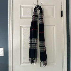 Red, white, black checkered cashmere scarf